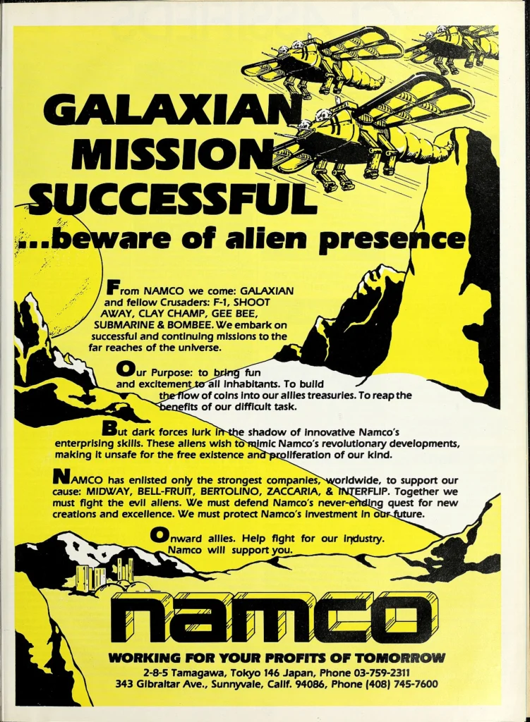 Reklama automatu Galaxian z 1980 roku